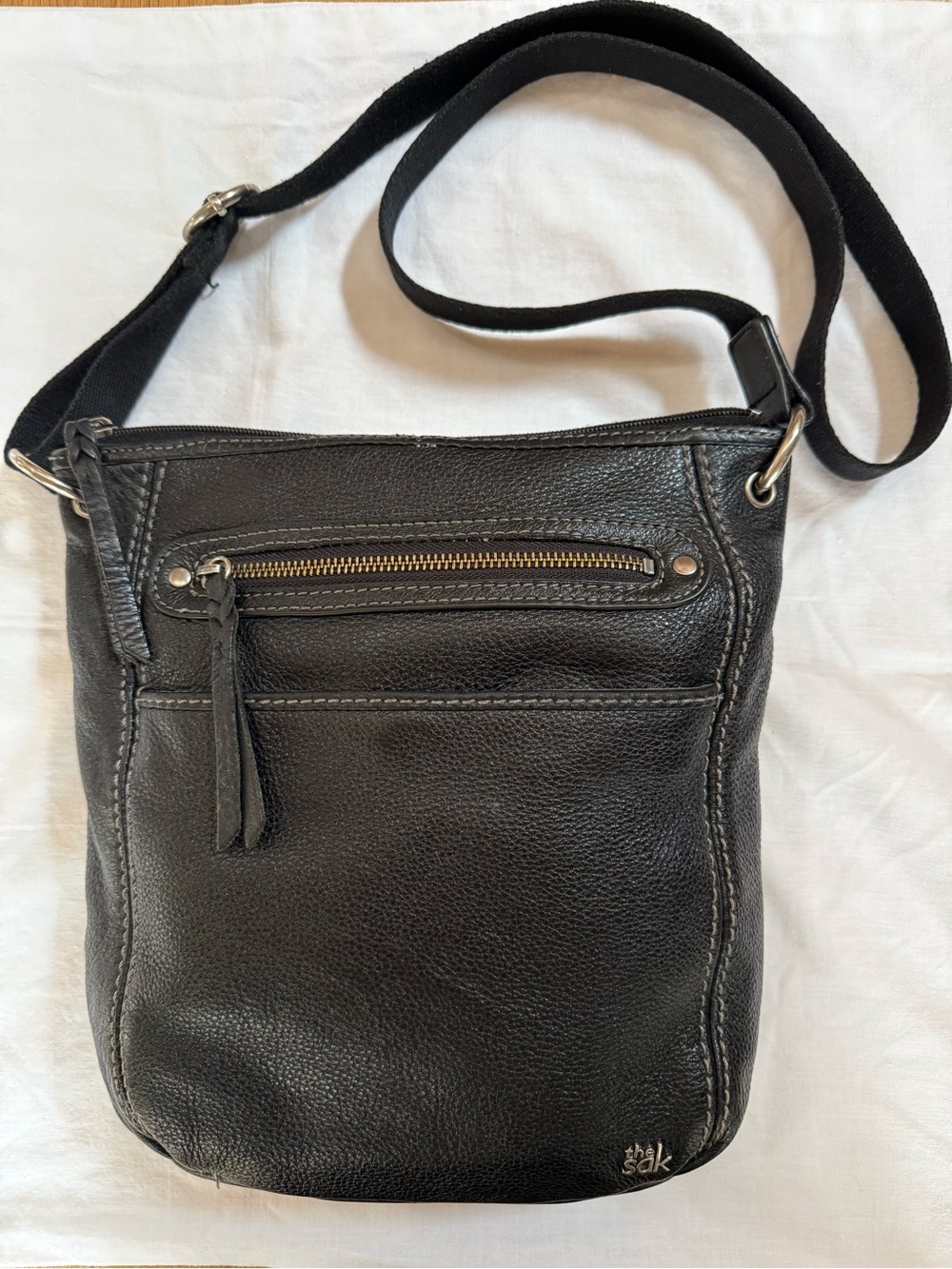 The Sak Black Leather Crossbody Bag Adjustable Strap Y2K